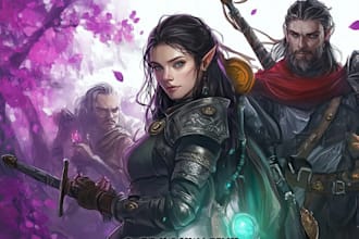 make a dnd party art and d and d character for you