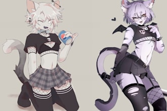 draw custom furry, nsfw, anime, fursona, vtuber, avatar or character art