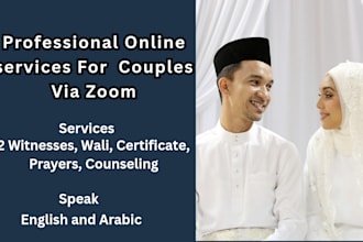 be your online nikah imam and help you with your marriage, including certificate