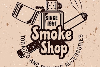 create a modern smoke shop logo for your company