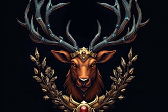 draw unique medieval, fantasy, rpg, mmorpg game title logo
