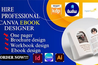 design a stunning canva ebook, lead magnet, PDF guide brochure, cover for amazon