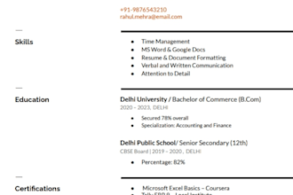 design modern or traditional resumes for freshers and job seekers