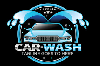 create modern car details, car wash logo design
