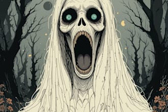 do awesome artwork for dark art, horror, creepy illustration