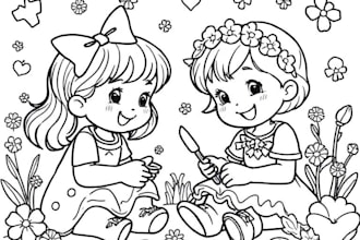 make coloring book page illustrations for children