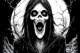 make fantasy or dark creepy horror art illustration