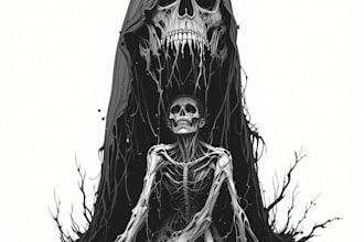 do artwork for tshirt dark art, horror, creepy illustration