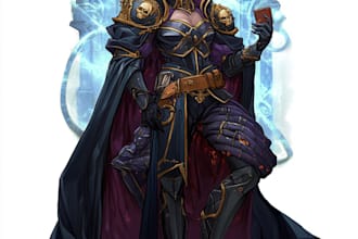 draw artwork for cover book, dnd, and card game