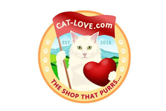 design unique colorful cat love shop logo