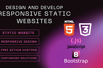 develop static HTML CSS bootstrap and js responsive website