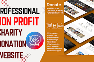 design a nonprofit or charity donation website for ngo or fundraising