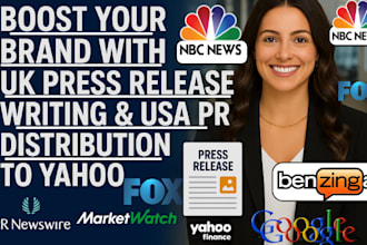 boost your brand with UK press release writing and USA PR distribution to yahoo