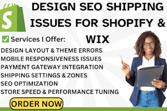fix design seo mobile payment shipping issues for shopify wix ecommerce store
