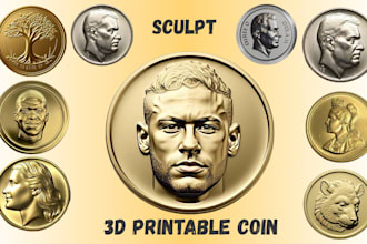 do 3d printable coin, 3d coin, 3d bas relief, 3d coin model, 3d medallion
