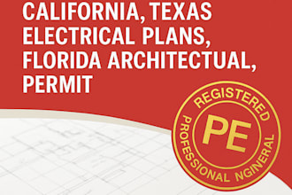 review california,texas electrical plans,florida architectural, pe stamp, permit