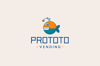 design a premium mascot logo of a playful fish robot for your brand