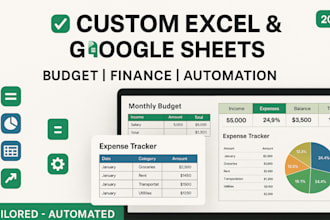 create a custom excel or google sheets finance, budget tracker, or planner