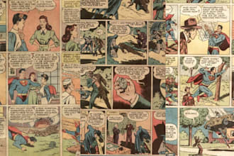 draw retro comic illustrations in vintage comic book style