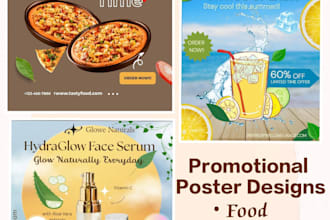 design eye catching product and food promotional graphics