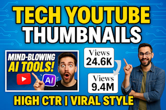 design eye catchy tech youtube thumbnails to boost your views