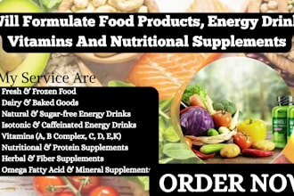 formulate food products, energy drinks, vitamins and nutritional supplements