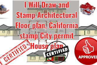 draw and stamp architectural floor plan, california stamp city permit house plan
