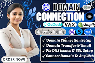 connect, fix dns, or redirect your godaddy domain web hosting, wix, shopify