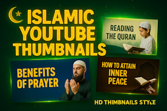 design eye catching islamic youtube thumbnails modern and professional style