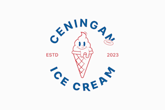 create a cute cartoon ice cream logo