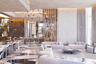 render 3d interior, interior design, restaurant and cafe
