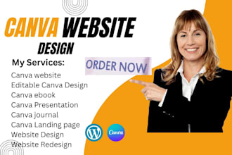 design canva website redesign website, canva landing page business template