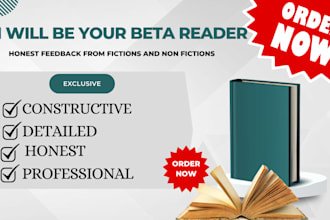 beta read your fiction or nonfiction book and give honest feedback