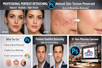 do retouch image,retouch headshot,bulk photoshop edit,quickly delivery