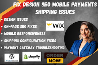 fix redesign SEO mobile payments shipping issues for wordpress shopify wix