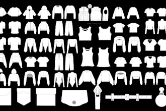 design custom vector mockups for clothing and accessories, products and logo