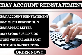 reinstate suspended ebay account, remove mc011,mc113,mc999