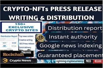 do crypto, nft press release distribution to USA and UK news sites, crypto PR