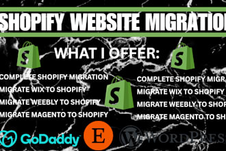 copy clone migrate website from godaddy, wordpress, wix, etsy to shopify