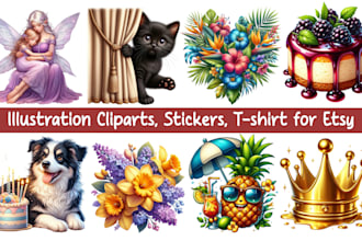 design illustration cliparts stickers t shirt for etsy