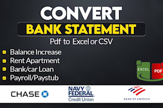 do bank statement conversion pdf into excel, editable format