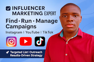 find, run, manage influencer marketing, list on instagram youtube tiktok for you