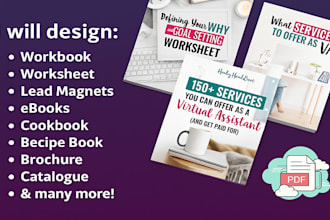 do pdf workbook design, lead magnet, worksheet, checklist, ebook design