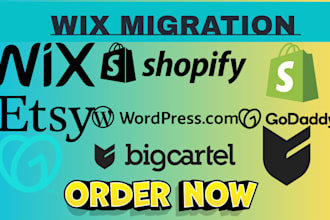 migrate squarespacewordpress godaddy big cartel weebly shopify esty to wix