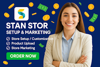 setup 20k stan store, payhip store, gumroad, beacon ai etsy shop within 24 hours