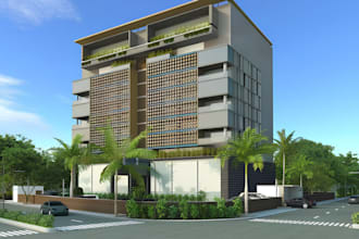 create realistic architectural 3d exterior renders for any building type