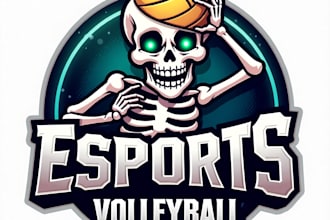 design high quality mascot skeleton volleyball logo with unlimited revision
