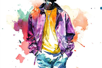 illustrate watercolor portrait illustration