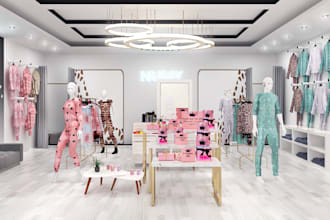 render 3d interior clothing store,retail beauty,boutique fashion,cgi shop design