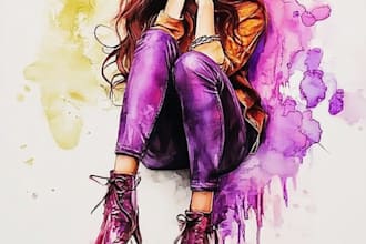 illustrate watercolor portrait illustration